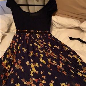 Floral blue dress cap sleeved dress